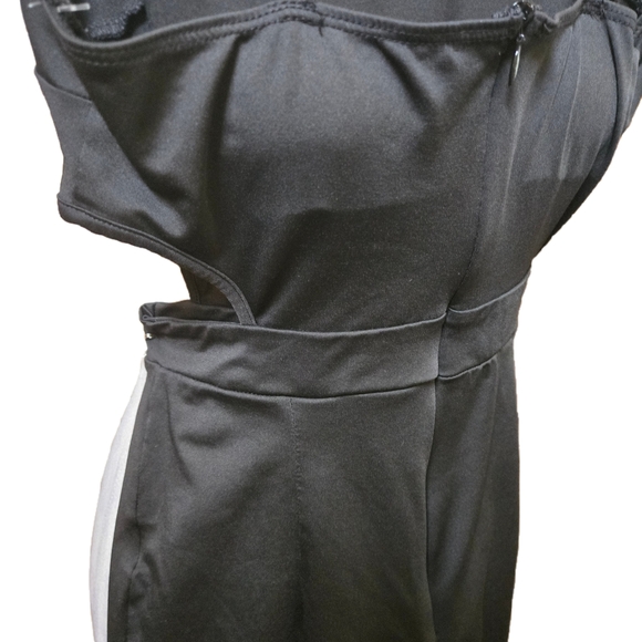 Black Spaghetti Strap Jumpsuit Sheer Panels Costume - Picture 4 of 4